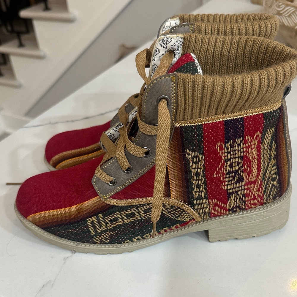 Colorful Knit Ankle Boots from Peru!! Brand new!